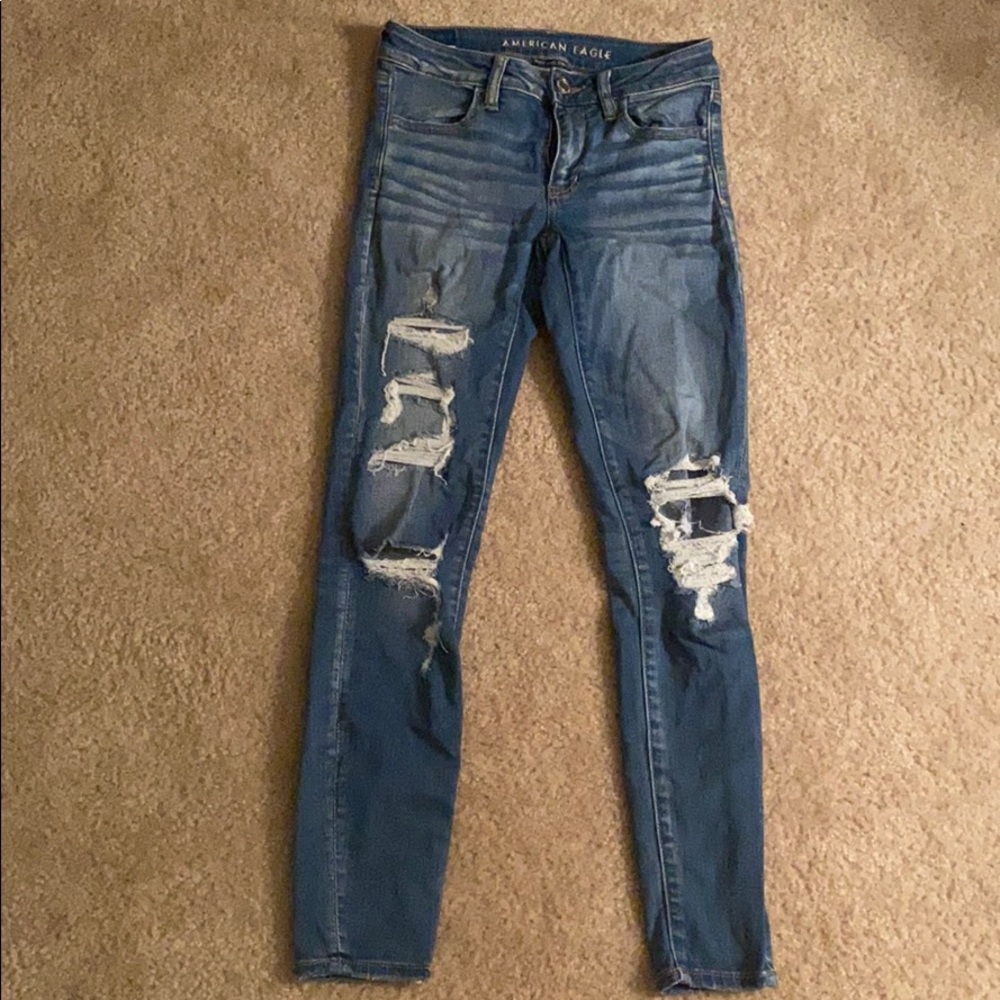 Ripped and repaired American Eagle jeans